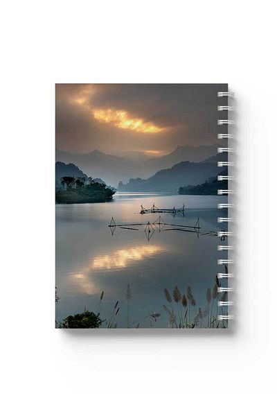 LOWHA Spiral Notebook with Front and Back Hard Covers Featuring Lake Design
