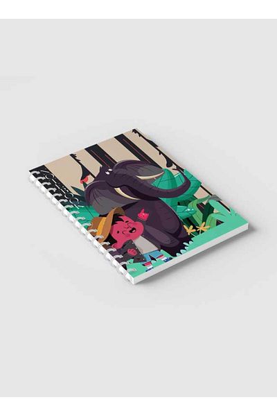 LOWHA Spiral Notebook with Front and Back Hard Covers Featuring Classical Theme Safari Design