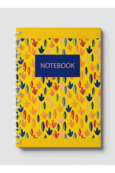 LOWHA Spiral Notebook with Front and Back Hard Covers Featuring Floral Yellow Design