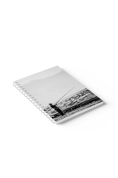 LOWHA Spiral Notebook with Front and Back Hard Covers Featuring Fishing Design