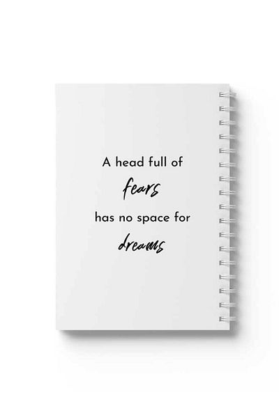 LOWHA Spiral Notebook with Front and Back Hard Covers Featuring A Head Full of Fears Design