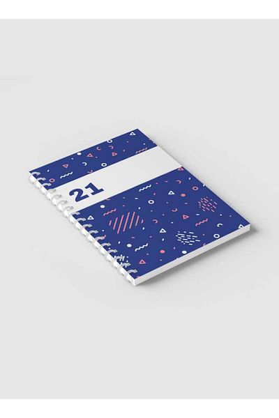 LOWHA Spiral Notebook with Front and Back Hard Covers Featuring Modern Mix Shapes Design