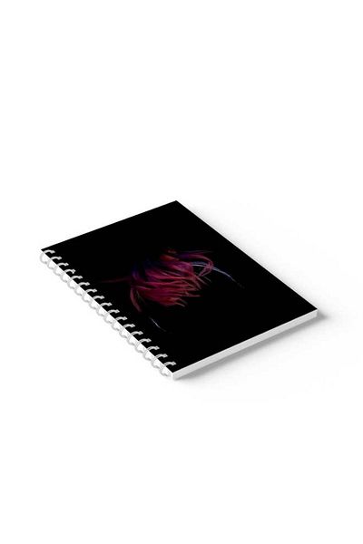 LOWHA Spiral Notebook with Front and Back Hard Covers Featuring Girl with Pink Hair Design