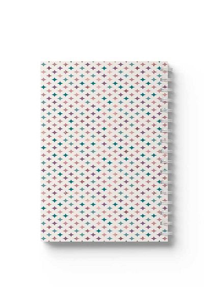 LOWHA Spiral Notebook with Front and Back Hard Covers Featuring Colourful Stars Design