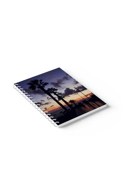 LOWHA Spiral Notebook with Front and Back Hard Covers Featuring Palm Beach Design