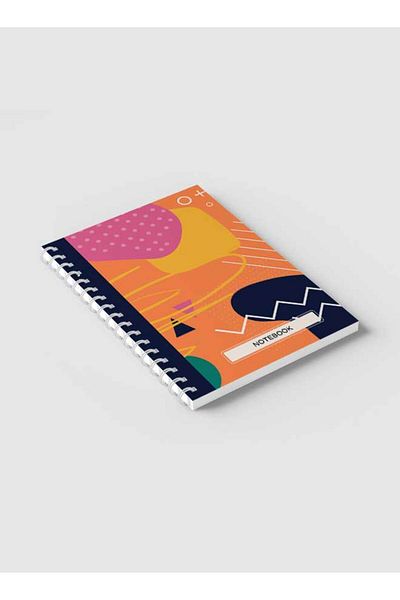 LOWHA Spiral Notebook with Front and Back Hard Covers Featuring Abstract Geometric Design