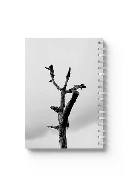 LOWHA Spiral Notebook with Front and Back Hard Covers Featuring Burnt Tree Design