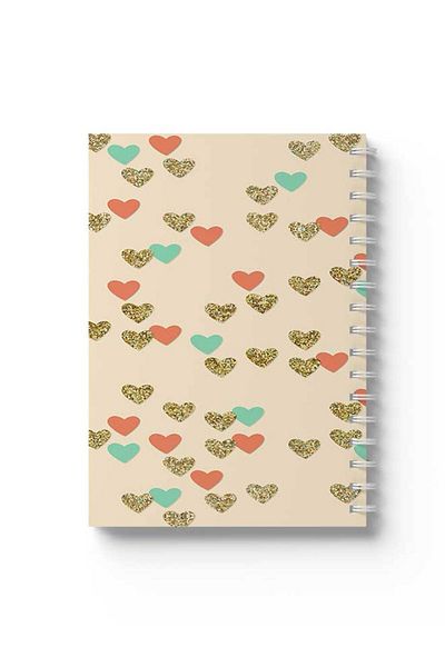 LOWHA Spiral Notebook with Front and Back Hard Covers Featuring Small Hearts Design