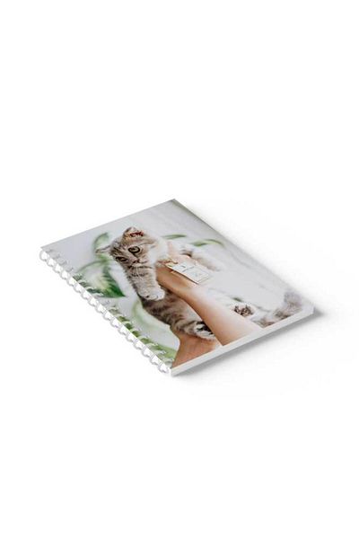 LOWHA Spiral Notebook with Front and Back Hard Covers Featuring Cat Design