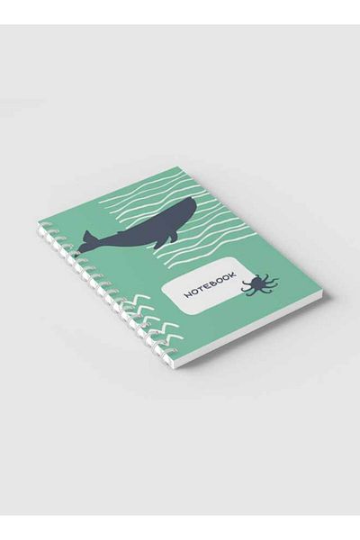 LOWHA Spiral Notebook with Front and Back Hard Covers Featuring Ocean Abstract Design