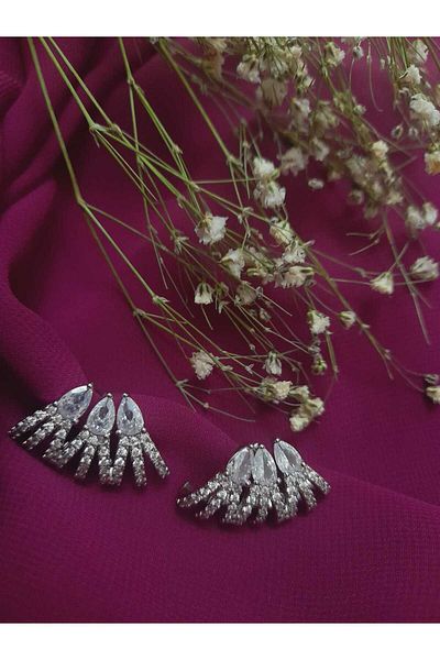 Gold Tasarım 3-Piece Steel Earrings with Stone Details