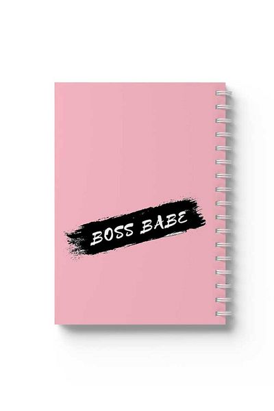 LOWHA Spiral Notebook with Front and Back Hard Covers Featuring Boss Babe Design