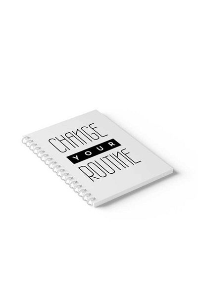 LOWHA Spiral Notebook with Front and Back Hard Covers Featuring Change Your Routine Design
