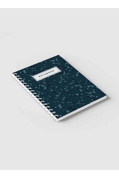 LOWHA Spiral Notebook with Front and Back Hard Covers Featuring Terrazzo Abstract Design