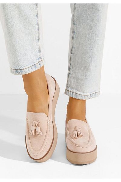 B T Shoes Leondra nude platform loafers