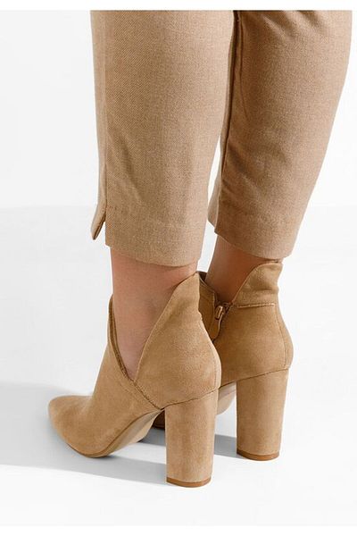 B T Shoes Iryma khaki chunky heel ankle boots
