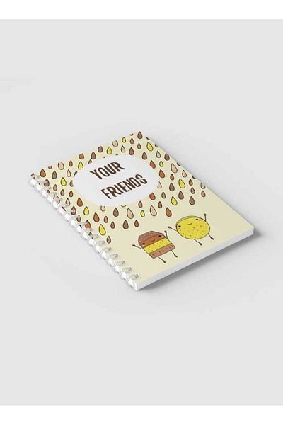 LOWHA Spiral Notebook with Front and Back Hard Covers Featuring Your Friends & Rain Design