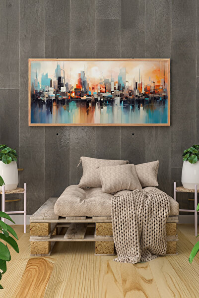 Artavessa Tek Parça Gerçek Ham Ahşap Yatay Panorama Çerçeveli Tablo - Model 19