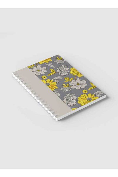 LOWHA Spiral Notebook with Front and Back Hard Covers Featuring Abstract Floral Vector Design