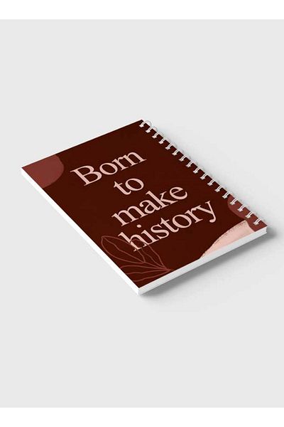 LOWHA Spiral Notebook with Front and Back Hard Covers Featuring Born Make History Design