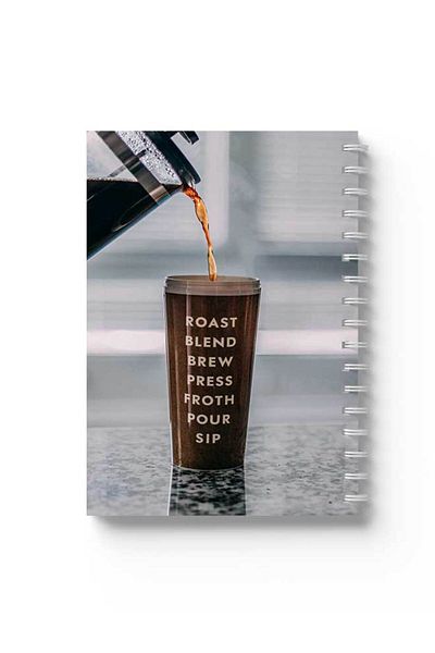 LOWHA Spiral Notebook with Front and Back Hard Covers Featuring Coffee Design