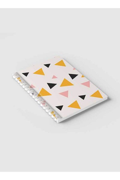 LOWHA Spiral Notebook with Front and Back Hard Covers Featuring Memphis Abstract Shapes Design