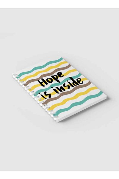 LOWHA Spiral Notebook with Front and Back Hard Covers Featuring Hope is Inside Doodle Lines Design