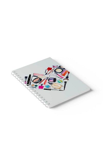 LOWHA Spiral Notebook with Front and Back Hard Covers Featuring Make up Heart Design