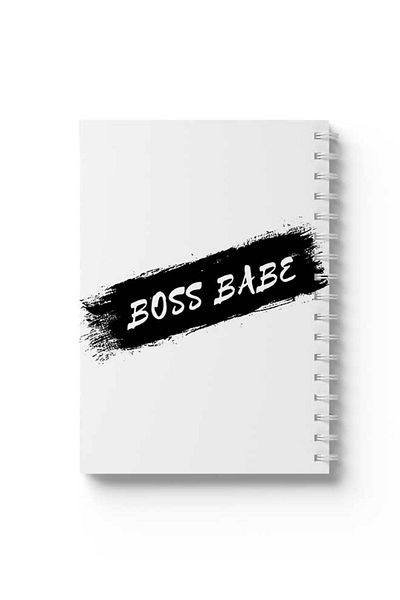 LOWHA Spiral Notebook with Front and Back Hard Covers Featuring Boss Babe Design
