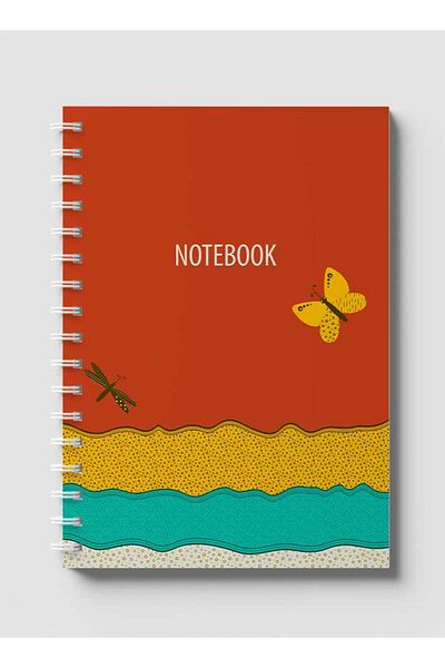 LOWHA Spiral Notebook with Front and Back Hard Covers Featuring Dragonfly & Butterfly Design