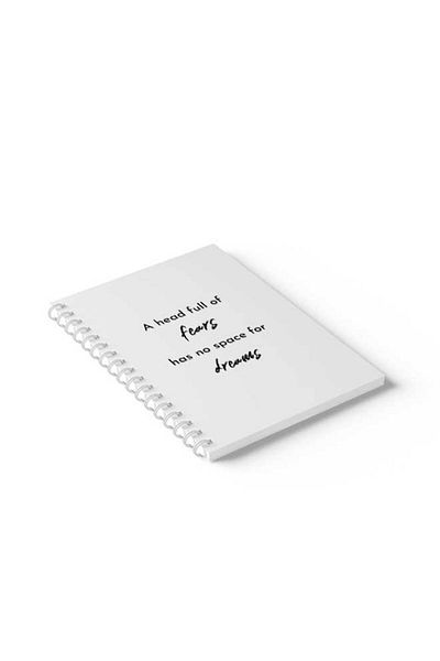 LOWHA Spiral Notebook with Front and Back Hard Covers Featuring A Head Full of Fears Design
