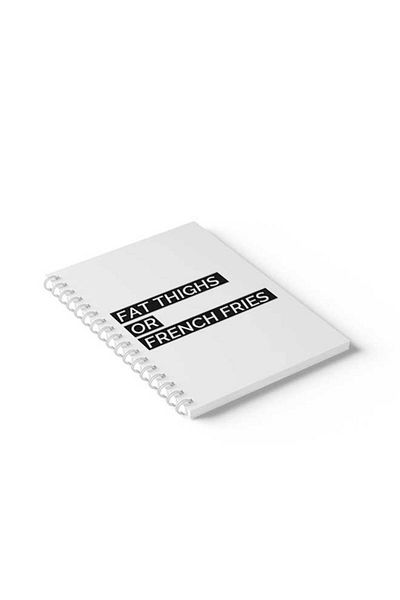 LOWHA Spiral Notebook with Front and Back Hard Covers Featuring Fat Thighs Or French Fries Design