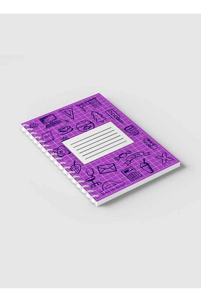 LOWHA Spiral Notebook with Front and Back Hard Covers Featuring Back to School Grid Lines Design