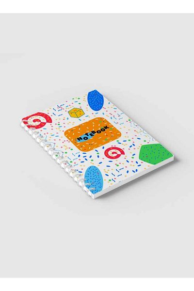 LOWHA Spiral Notebook with Front and Back Hard Covers Featuring Memphis Geometric Design