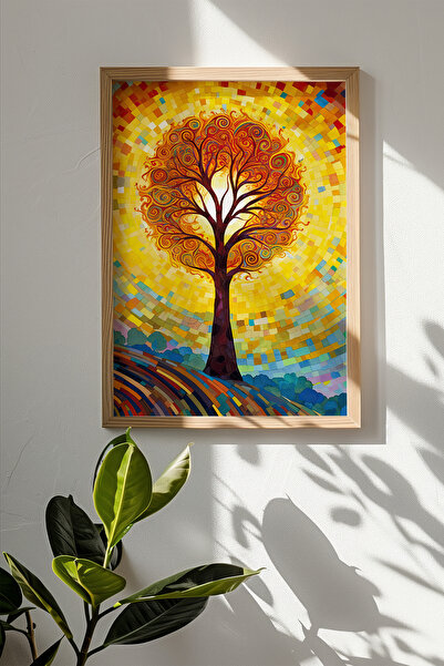 Artavessa One Piece Real Raw Wooden Framed Mosaic Themed Painting - Model 12
