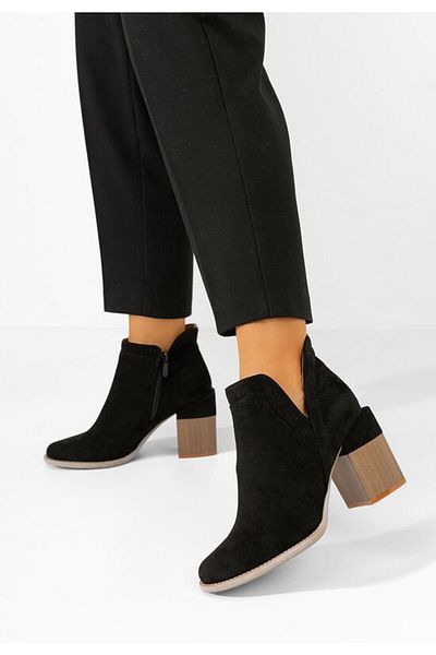 B T Shoes Botine cu toc gros Traicy negre