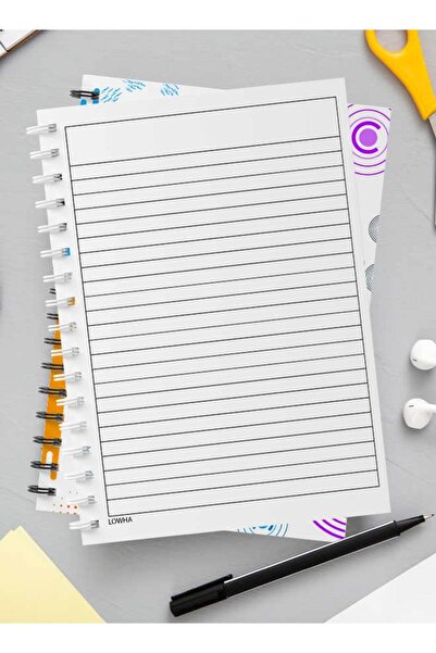 LOWHA دفتر ملاحظات حلزوني مع غلافين أمامي وخلفي صلبين بتصميم ممفيس الهندسي