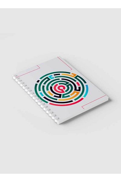 LOWHA Spiral Notebook with Front and Back Hard Covers Featuring Abstarct Colored Maze Design