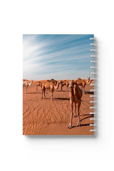LOWHA Spiral Notebook with Front and Back Hard Covers Featuring Pack of Camels Design