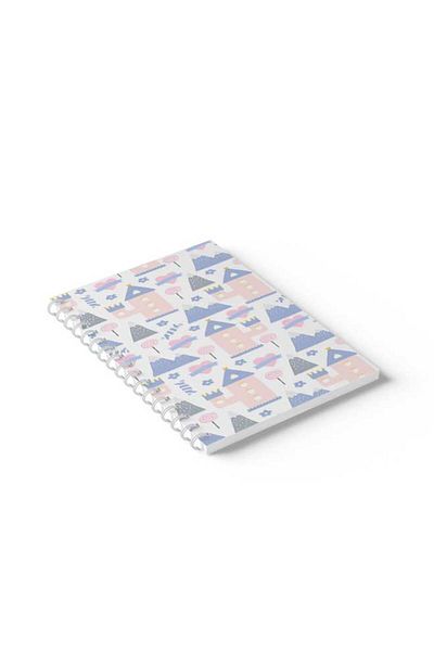 LOWHA Spiral Notebook with Front and Back Hard Covers Featuring Shapes Design