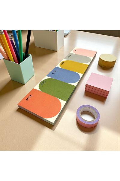 Fark Tanıtım Colorful Weekly Table Planner |   Under Keyboard Notepad – 80 Sheets, 90 Gr Ivory Paper, 8X30 cm