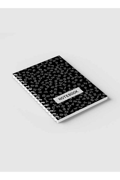 LOWHA Spiral Notebook with Front and Back Hard Covers Featuring Letters Design