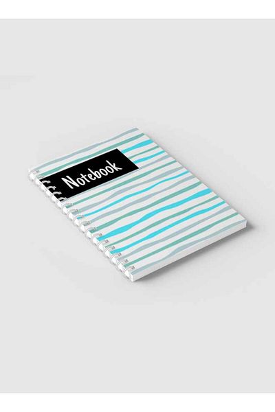 LOWHA Spiral Notebook with Front and Back Hard Covers Featuring Colorful Striped Blue Shades Design