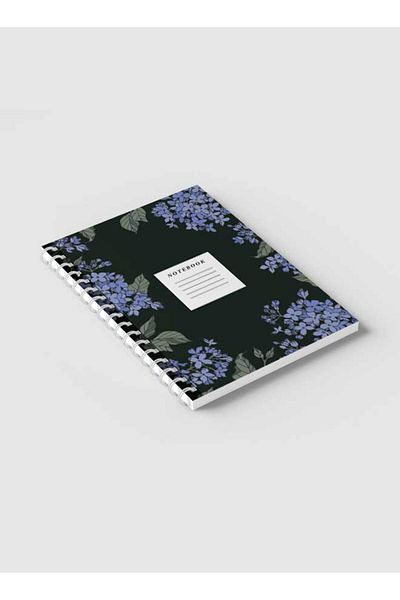 LOWHA Spiral Notebook with Front and Back Hard Covers Featuring Flowers Design