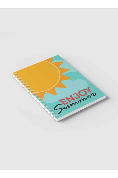 LOWHA Spiral Notebook with Front and Back Hard Covers Featuring Enjoy Summer Design