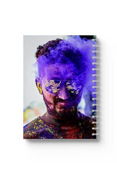 LOWHA Spiral Notebook with Front and Back Hard Covers Featuring Holi Feastival Design