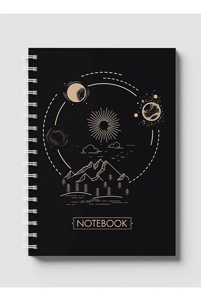 LOWHA Spiral Notebook with Front and Back Hard Covers Featuring Nature & Space Design