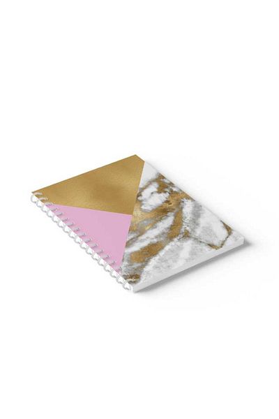 LOWHA Spiral Notebook with Front and Back Hard Covers Featuring Colourful Shapes Design