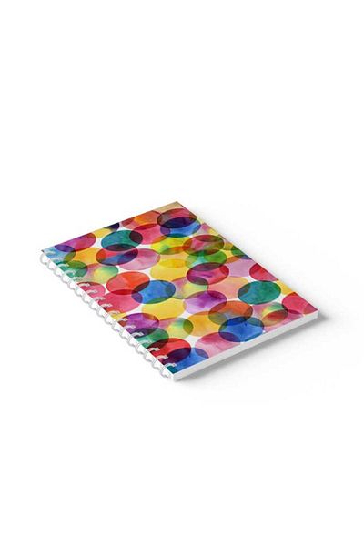 LOWHA Spiral Notebook with Front and Back Hard Covers Featuring Colourful Circles Design