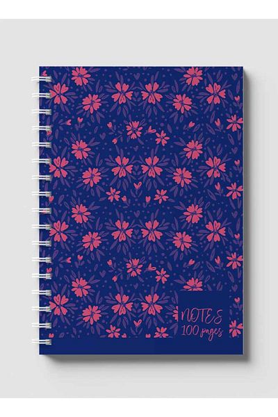 LOWHA Spiral Notebook with Front and Back Hard Covers Featuring Summer Meadows Blue Design